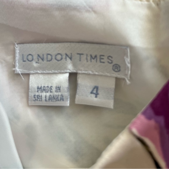 NWOT London Times Retro Fit and Flare Floral Tea Dress, size 4 - Picture 4 of 4